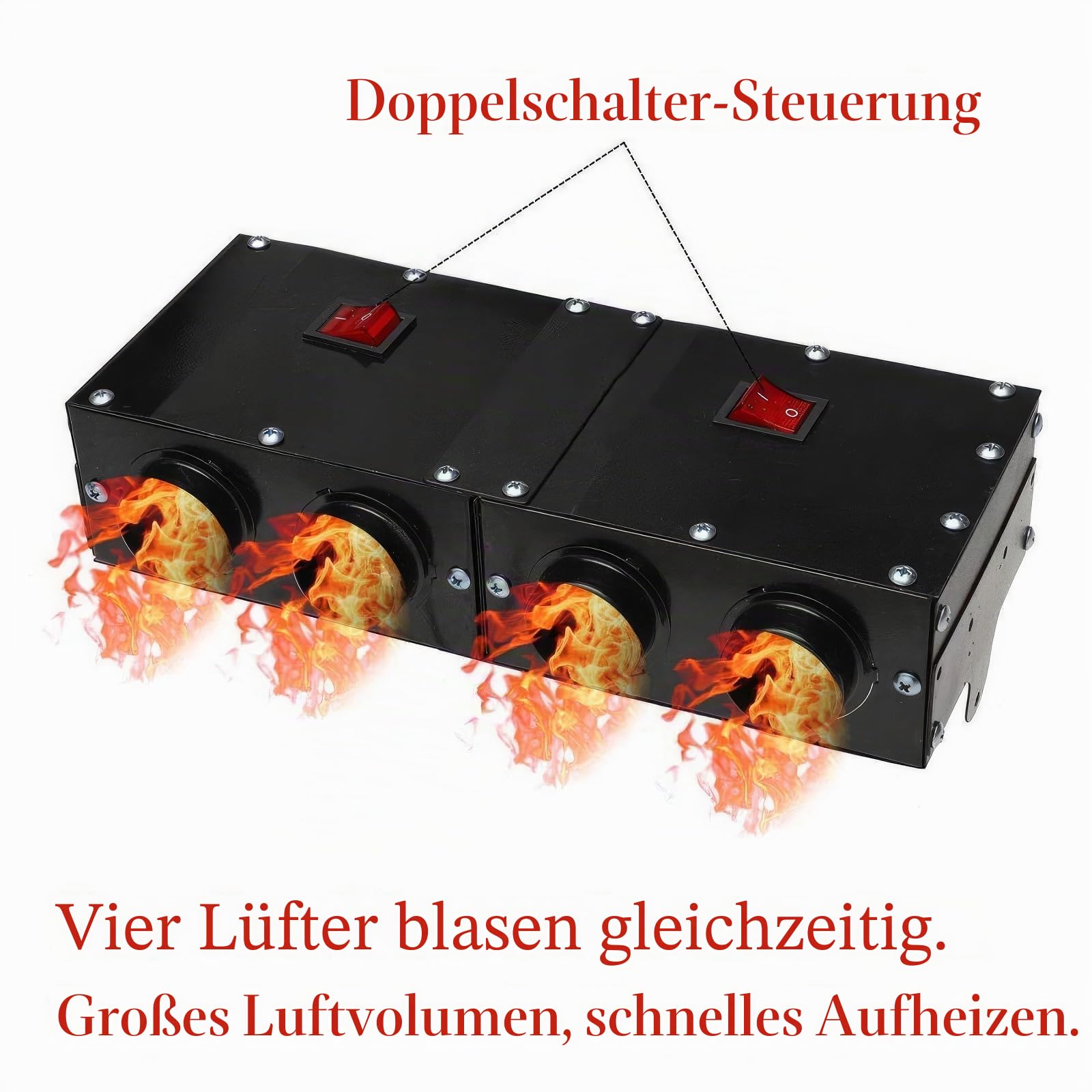 12V 360W Auto Heizlüfter Defroster, Riloer Tragbare Anti-Fog Heizung Mini-Autoheizung, Windschutzscheibe Demister Fenster Lüfter, Auto Winter Windschutz Demister Stumme Warmlüfter mit 4Ports