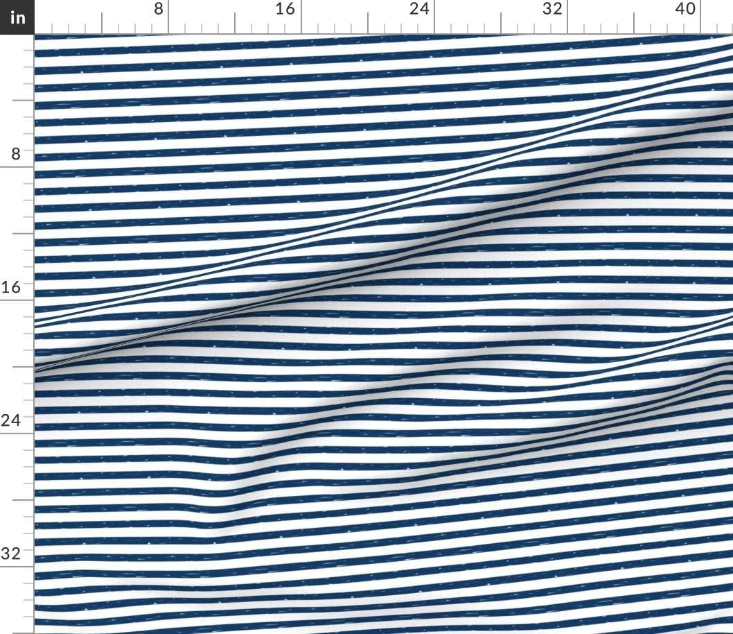 Spoonflower Fabric - Sailor Stripes Navy Stripe Summer Nautical Sailing Dark Blue Printed on Petal Signature Cotton Fabric by The Yard - Sewing Quilting Apparel Crafts Decor