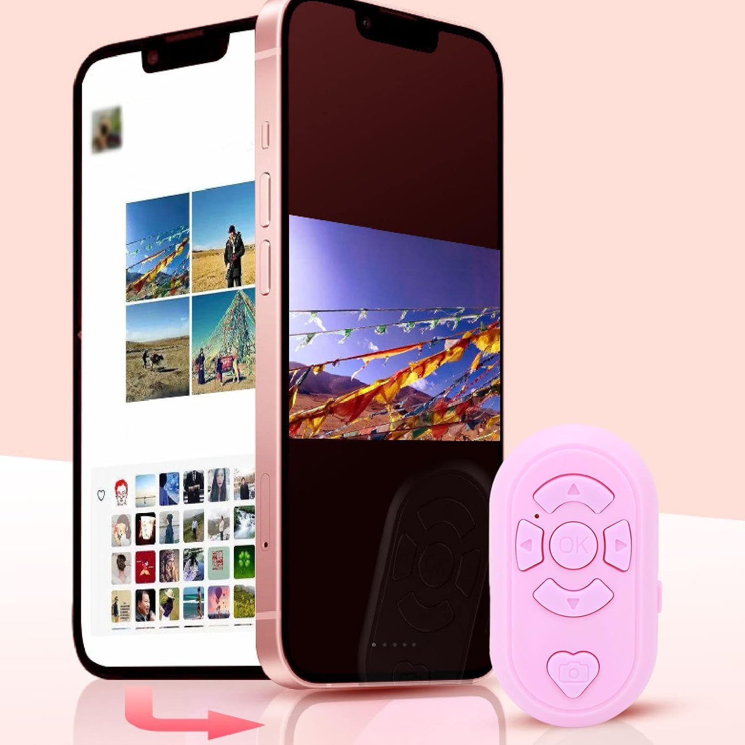 Tiktok Bluetooth Remote Control, Hands TIK Tok Scrolling Control Page Turner, Video Reading Shutter Selfie Remote, 32.8ft Tiktok Controller for Phones Tablets