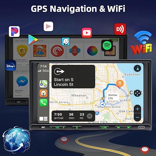 Miniatura 4 de Estéreo de coche Android, doble DIN, inalámbrico, CarPlay y Android Auto, de 18 cm, radio de coche con pantalla táctil con pantalla dividida, WiFi,