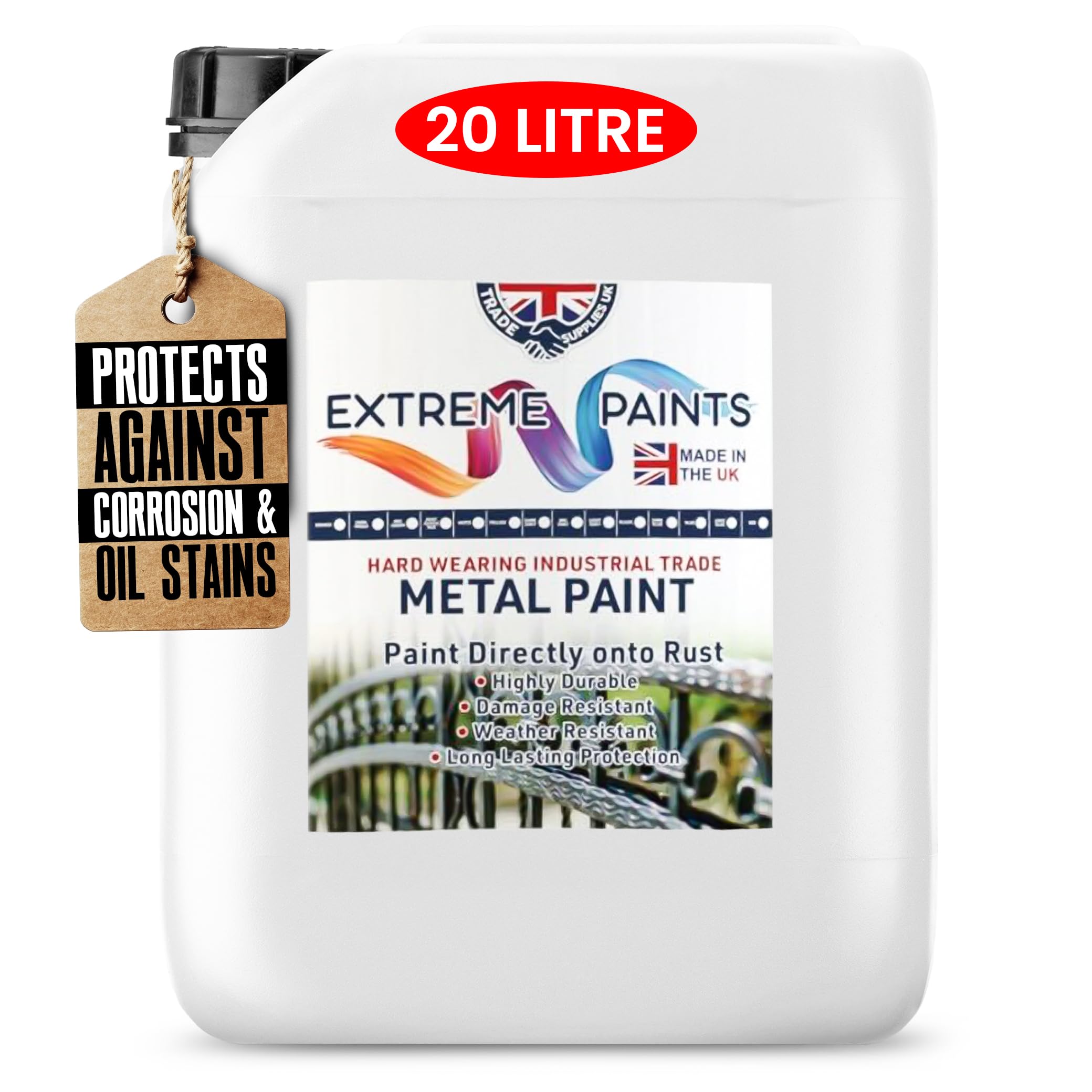 Extreme Metal Paint - Polyurethane-Based Durable Coating for Vehicles, Machinery & Metal Surfaces – Protects Against Rust & Corrosion - (White, 20L)