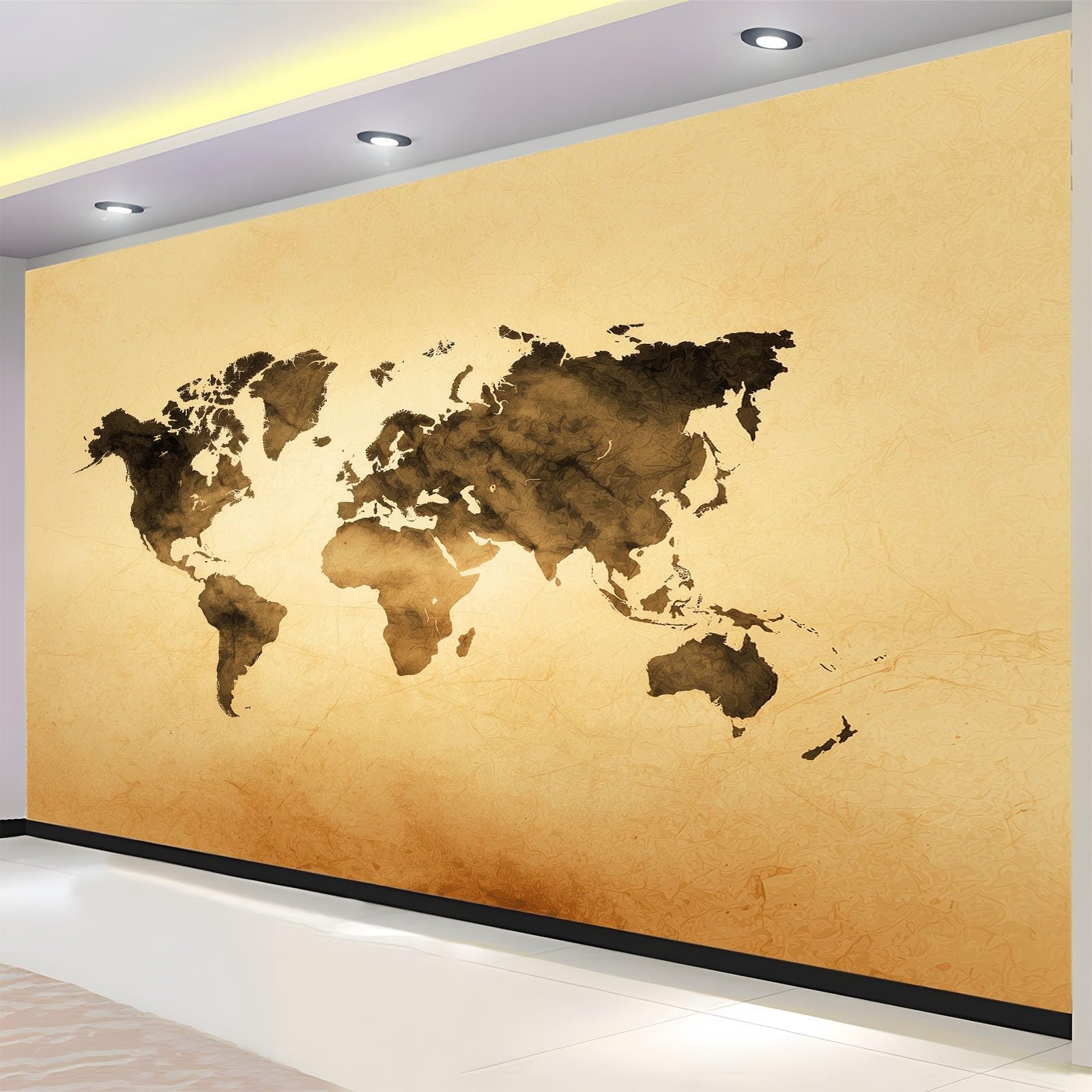 Tapeta Salon Mapa Świata Retro 350 x 256 cm Mural Plakat 3D Duża Sztuka 3D, Fototapeta Dekoracja do sypialni, jadalni, kuchni