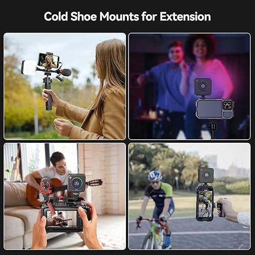 Miniatura 9 de SmallRig Luz de video RGB P108, luces de cámara LED portátil, iluminación de fotografía a todo color de 360° con 3 zapatas frías, panel de luz de