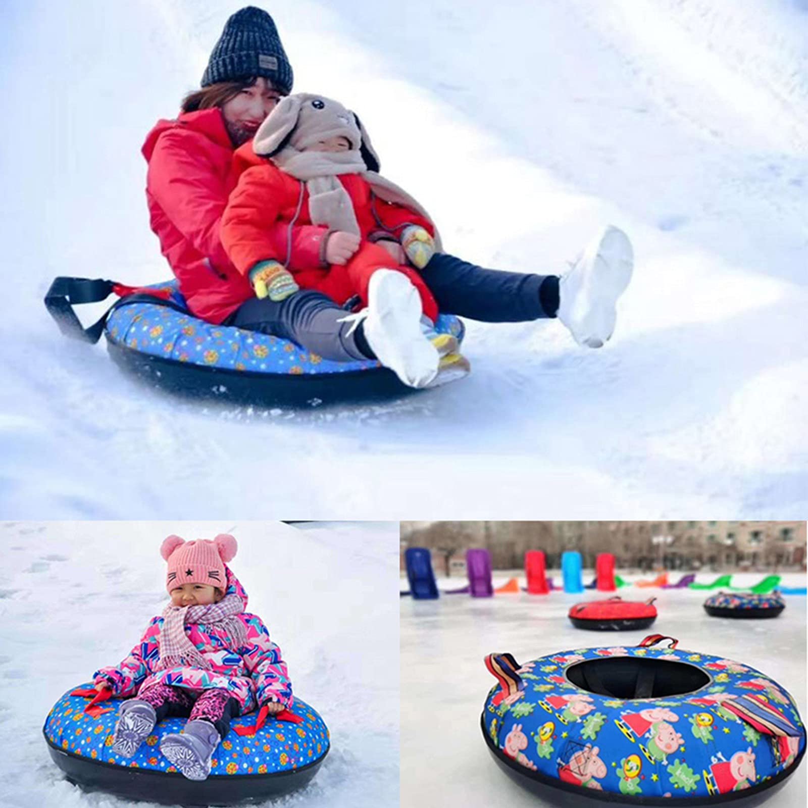 TIM-LI Tubo Gonfiabile per Slittino - Slitta Trainabile da Neve con Abrasione Pieghevole E Altamente Tollerante, Ideale per Il Divertimento Invernale E Le attività in Famiglia,C