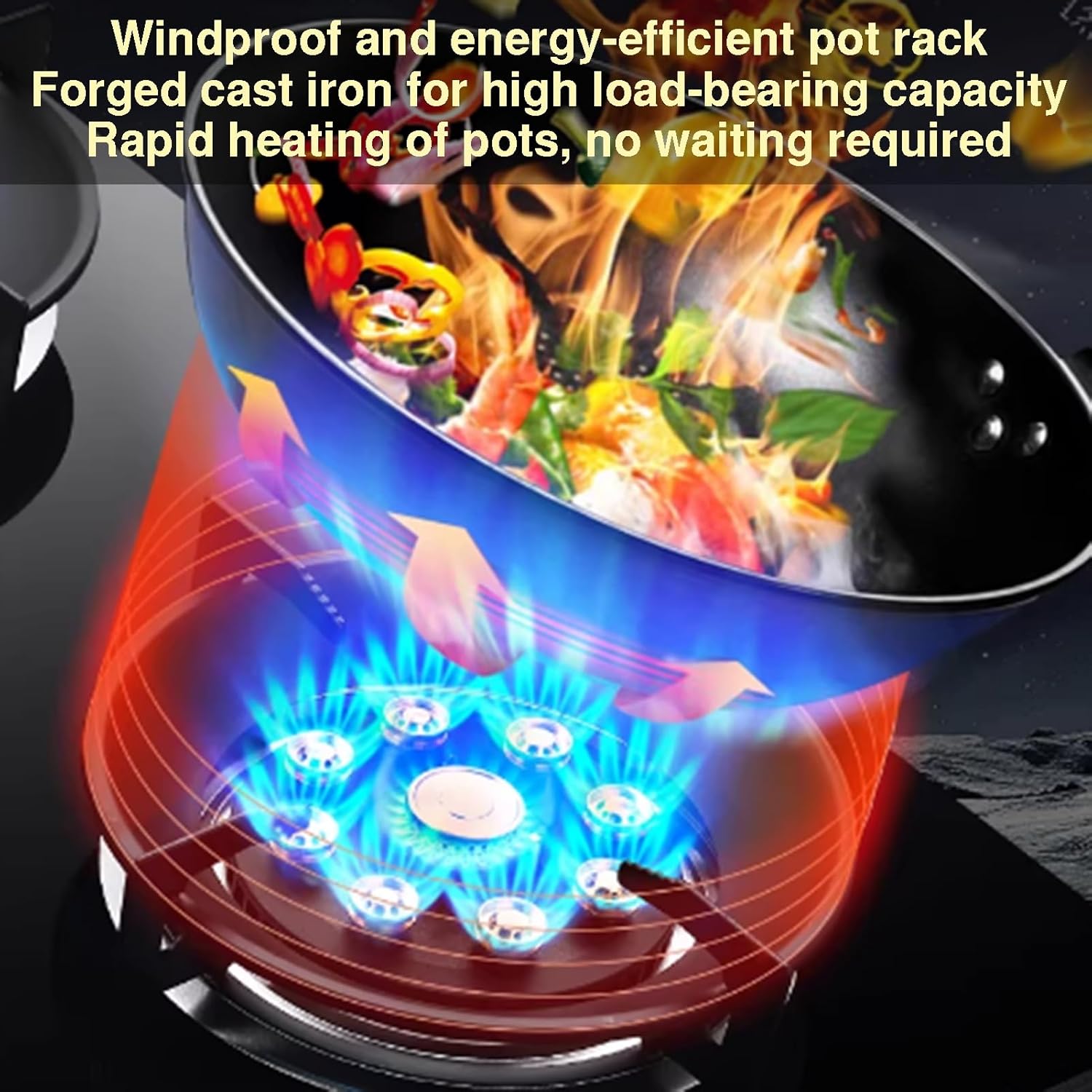 Double Burner Gas Stove,7.2KW 9-cavity High-Power Cooker,Tempered Glass Auto-Ignition,with Flame Failure Protection,for Indoor Outdoor Use(LPG)