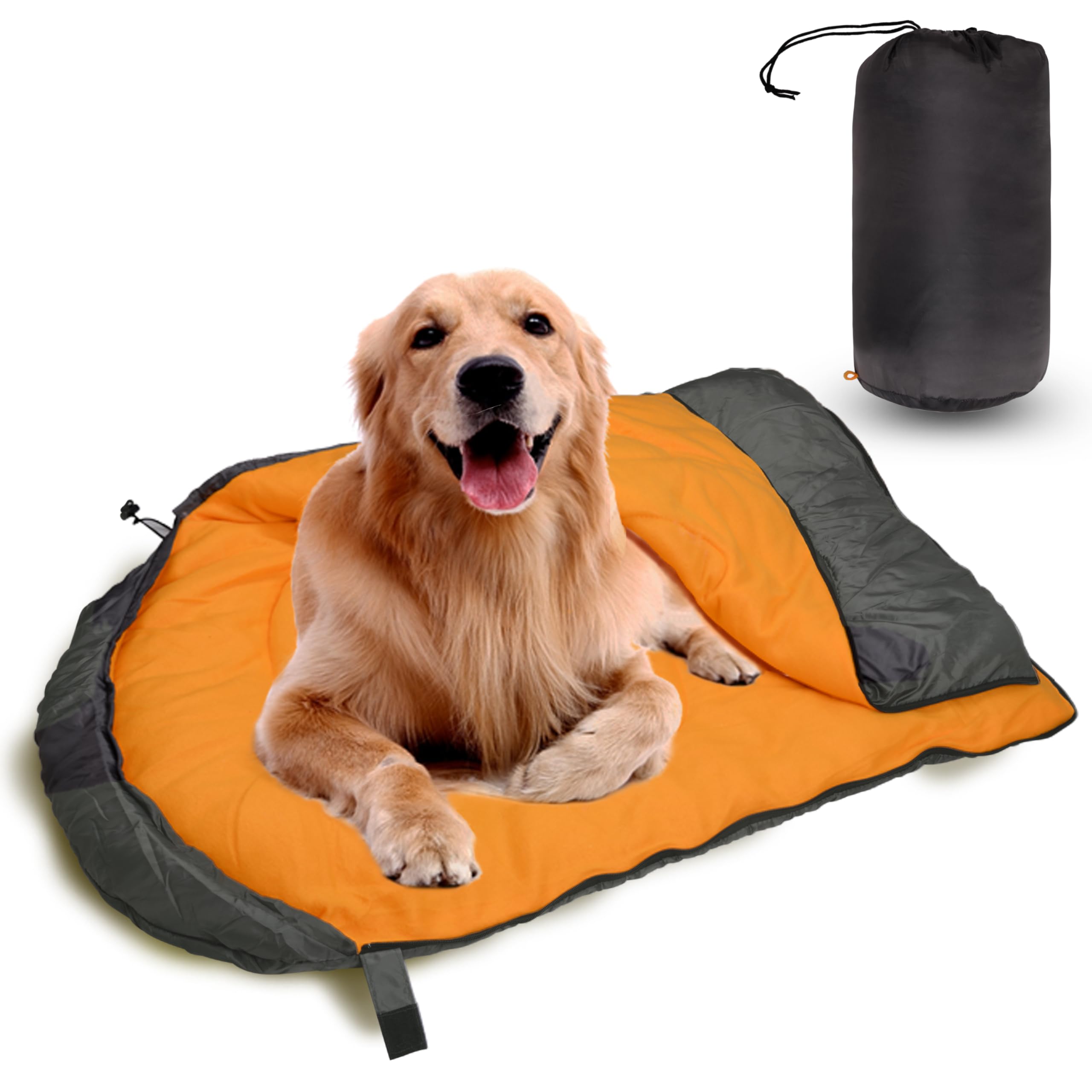 SILANON Hundeschlafsack, wasserdicht, warm, verstaubar, für Reisen, Camping, Wandern, Rucksackreisen (Orange)