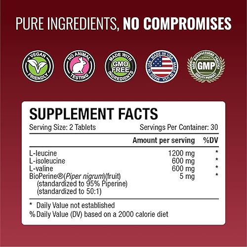 Miniatura 4 de Approved Science Suplemento BCAA - 60 tabletas - 2400 mg - Aumenta el rendimiento y mejora el desarrollo muscular - L-leucina, L-isoleucina,