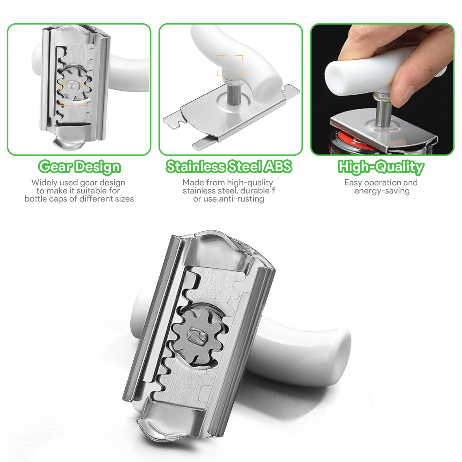 2 abrelatas para personas mayores con artritis, abridor de botellas para manos débiles, utensilio de cocina con herramienta de abridor de tapa, agarre ajustable de acero inoxidable para abrir, se