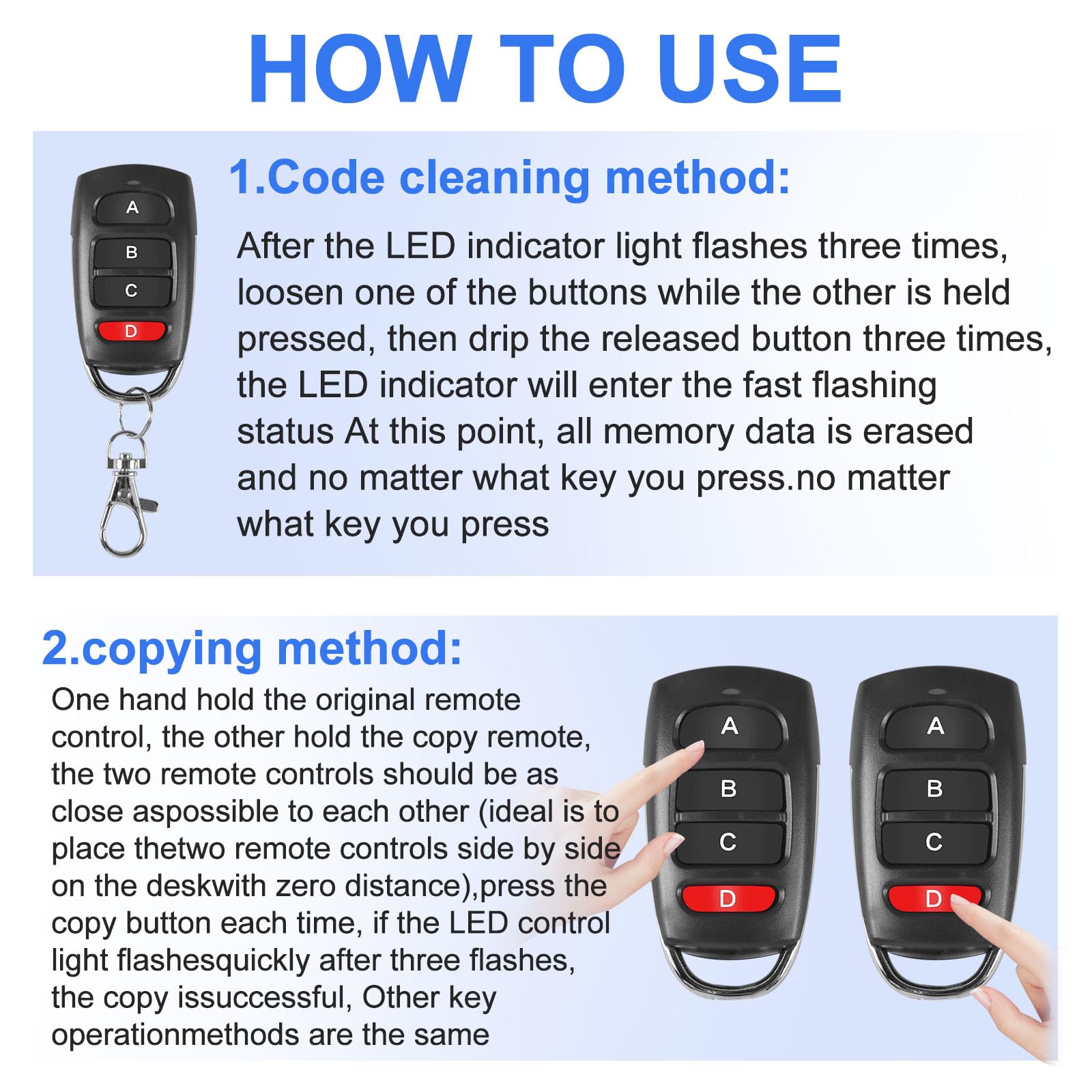 Universal Fernbedienung 433MHz - Ersatz Für Garagentor & Tore 2 Stück
