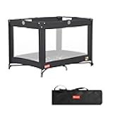Fisher-Price Play All Day Portable Playard, ASTM Certified, Ideal for Babies & Toddler, One-Hand Fold, Breathable Mesh, Travel Playard with Carry Bag, Easy to Clean - Black