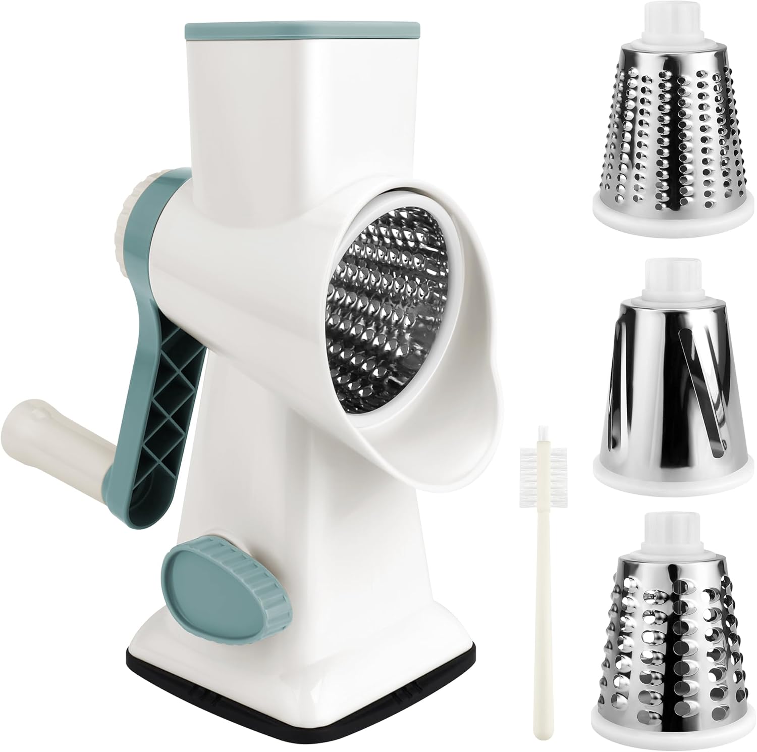 Cheese Grater Rotary Grater Sredder Stainless Steel with Vacuum Suction Base Madonline Multi Functional Kitchen Tool Perfect for Easy Shredding and Slicing (WhiteCyan) Cheese Grater Rotary Grater Sredder Stainless Steel with Vacuum Suction Base Madonline Multi Functional Kitchen Tool Perfect for Easy Shredding and Slicing (WhiteCyan)