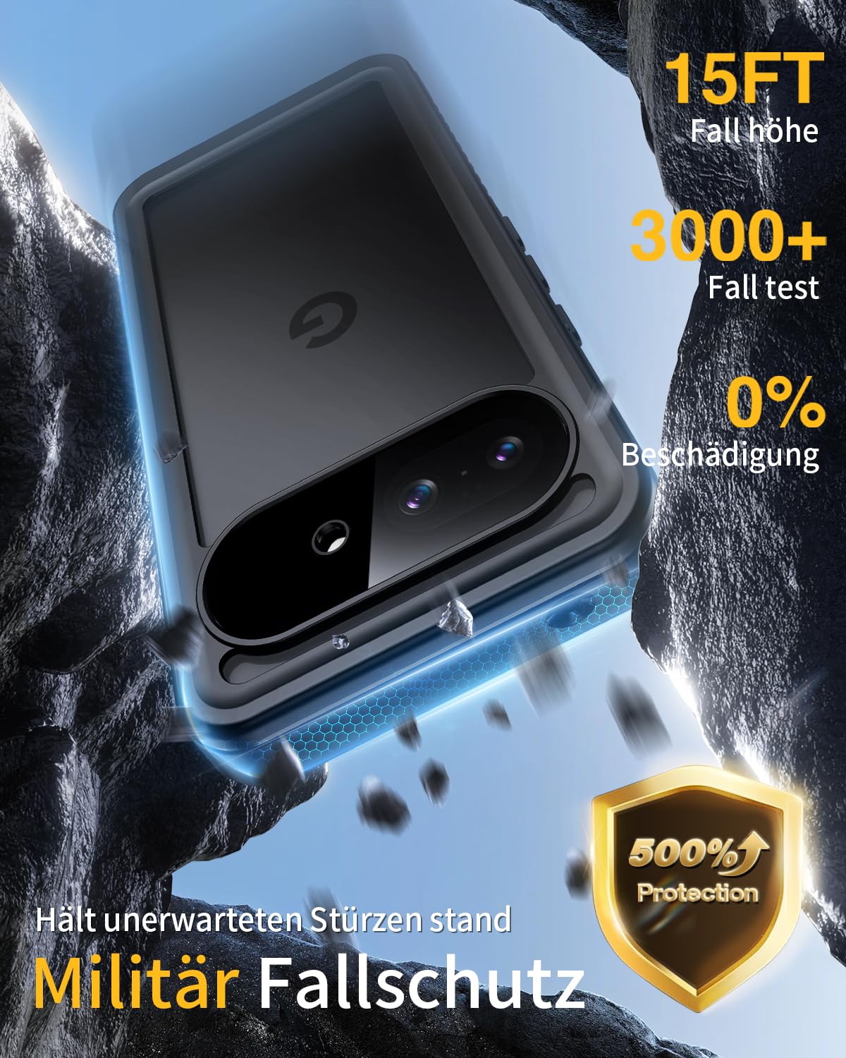 Lanhiem für Google Pixel 10A Hülle, IP68 Wasserdicht Handyhülle Google 10A 360 Grad Schutzhülle, Stoßfest Staubdicht Schneefest Outdoor Panzerhülle mit Eingebautem Displayschutz, Schwarz