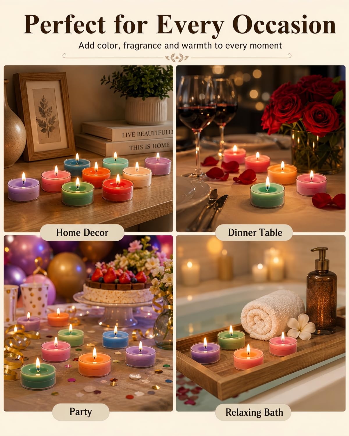 16 farbige Duft-Teelichter, natürliche Sojawachskerzen mit ätherischen Ölen, Heimdekoration und Aromatherapie, perfekt für Zuhause und als Geschenk (Farbserie)
