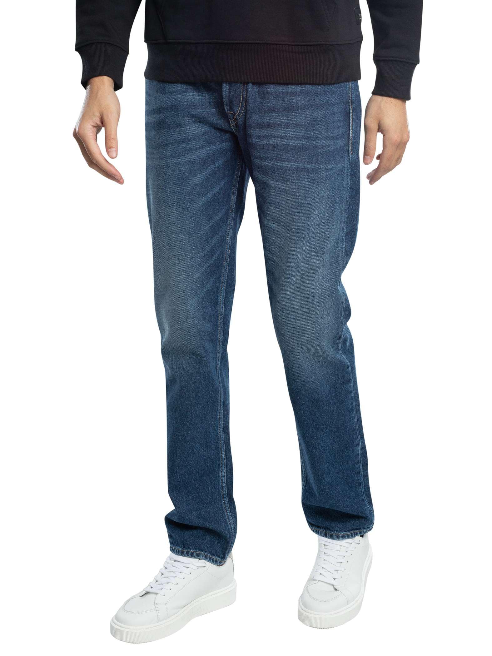 Replay Grover Men's Straight Fit Jeans, 007 Dark Blue, 36W x 34L