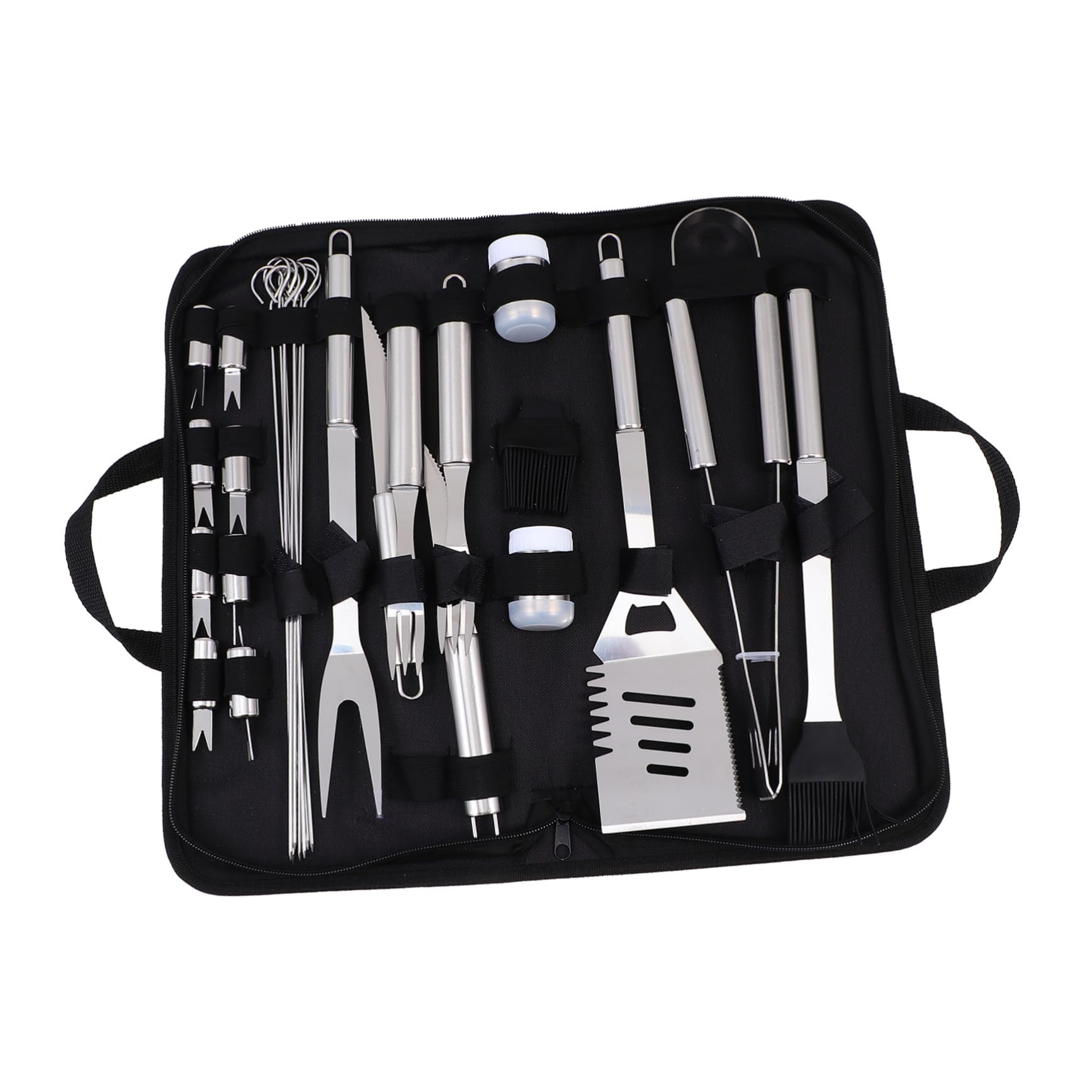 SUPVOX Utensili barbecue portatile in metallo per grigliata all'esterno con borsa oxford accessori per barbecue pinze e forchette resistenti per esterno e preparazione alimentare