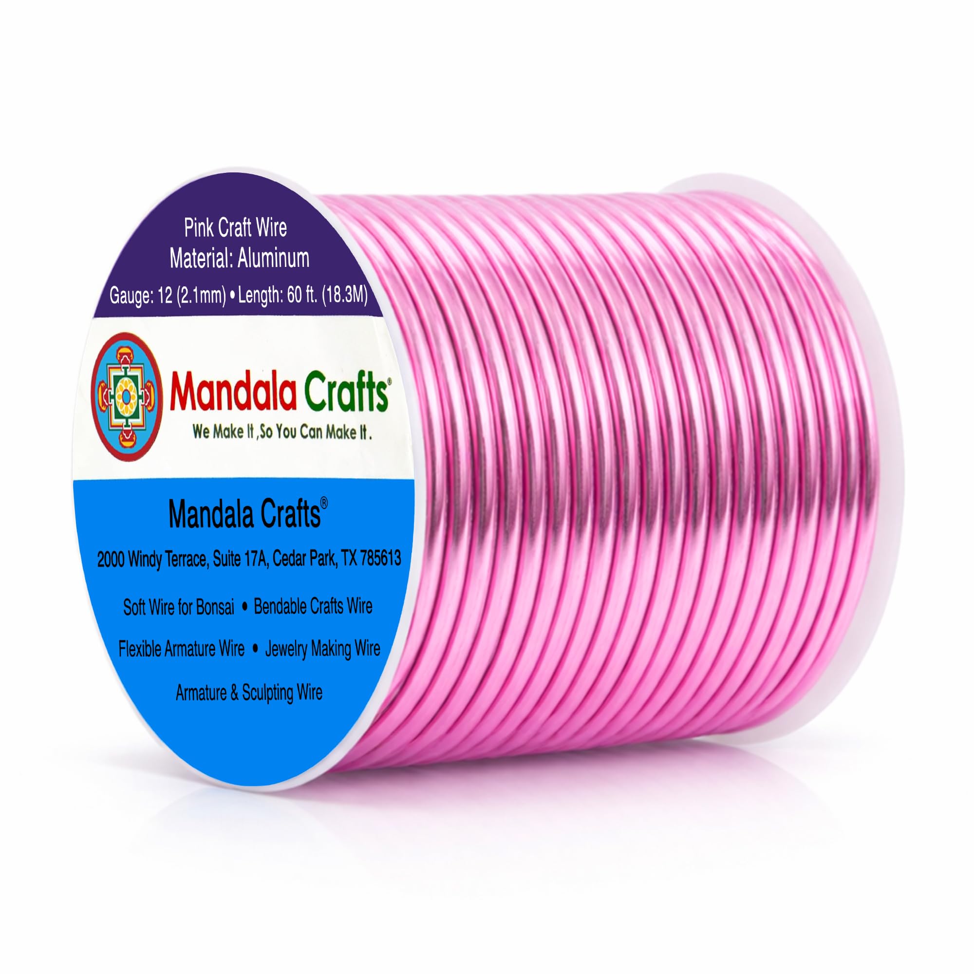 Mandala Crafts 12 Gauge Pink Anodized Aluminum Craft Wire, 60 FT