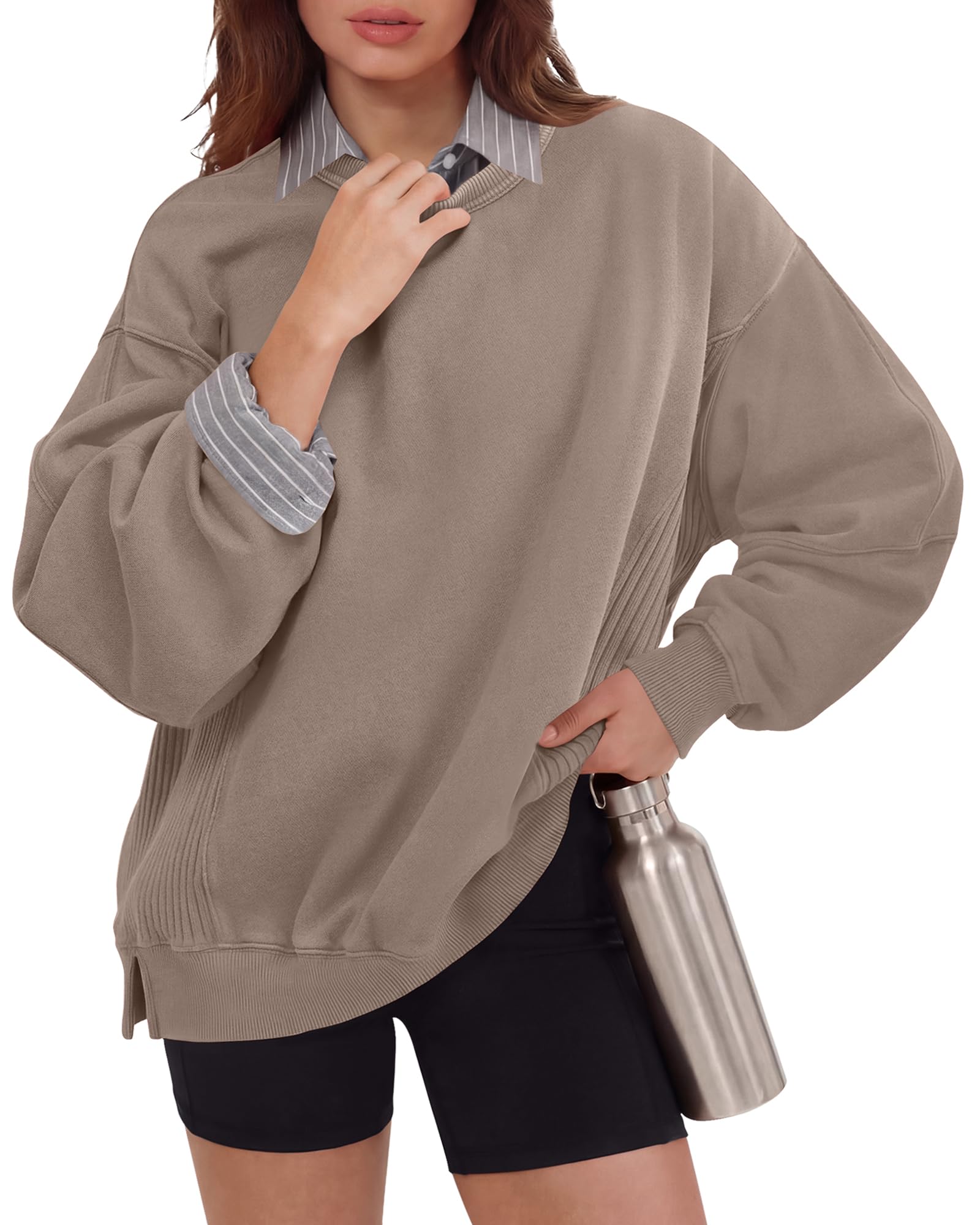 Womens Oversized Sweatshirts Fleece Crewneck Long Sleeve Pullover Tops Casual Comfy Fall Winter Fashion Outfits-image-39