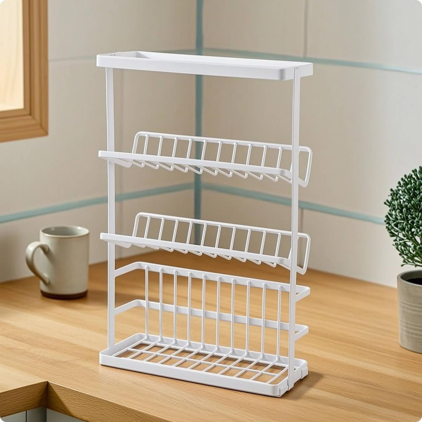 Mensola Bagno Scaffale Ripiano Portasapone Portautensili con Design Aperto a 3 Ripiani Inclinati Finitura Antiruggine Struttura da Pavimento Adatta per Bagno Casa Vacanza Pensione, Nero