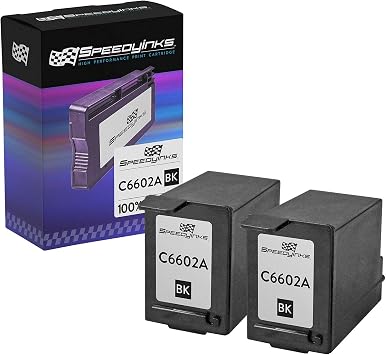 SPEEDYINKS Remanufactured Ink Replacement for HP C-6602A BK, 2-Pk