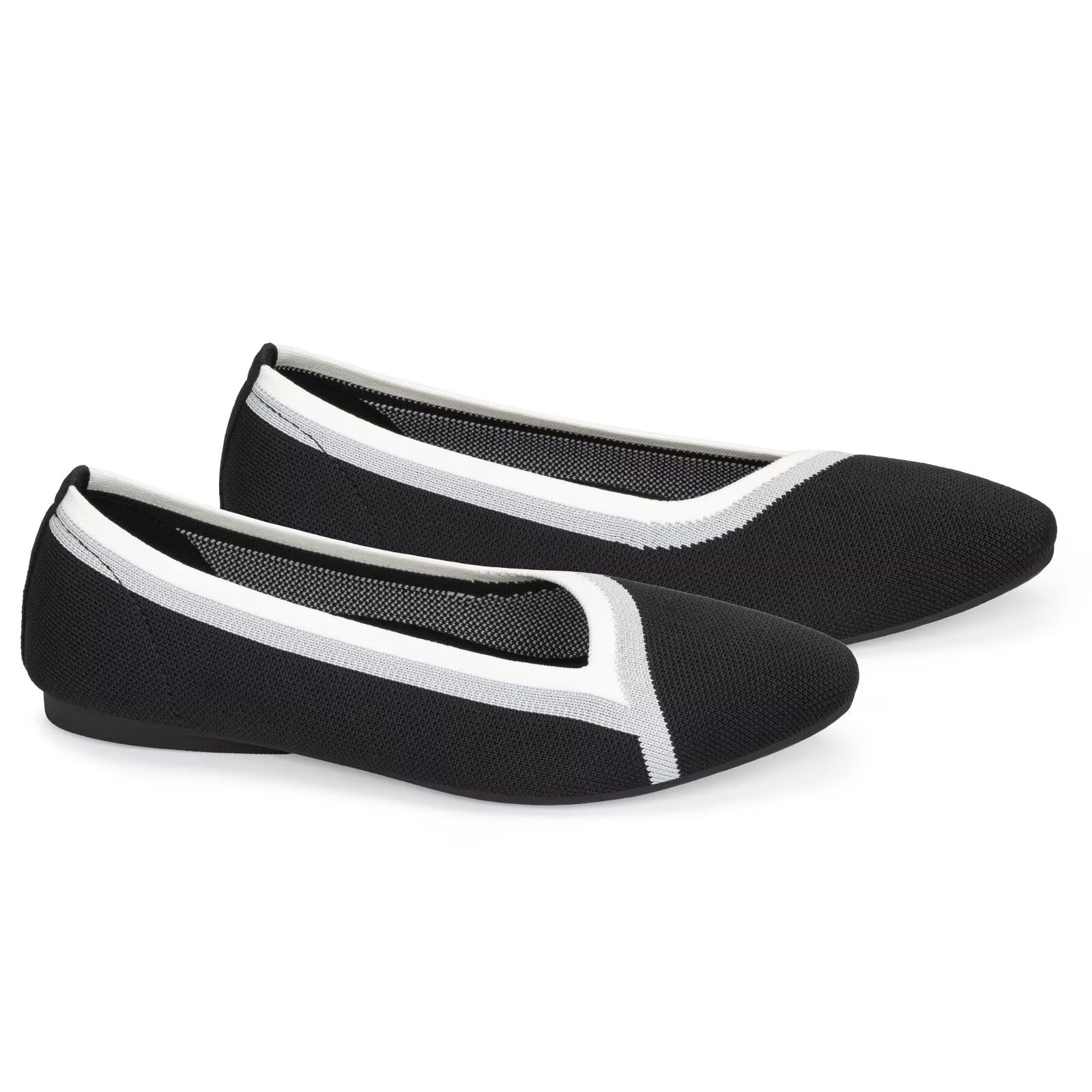 Frank Mully Damen-Ballerinas, quadratische Spitze, waschbar, bequem gestrickte Freizeitschuhe für den Alltag