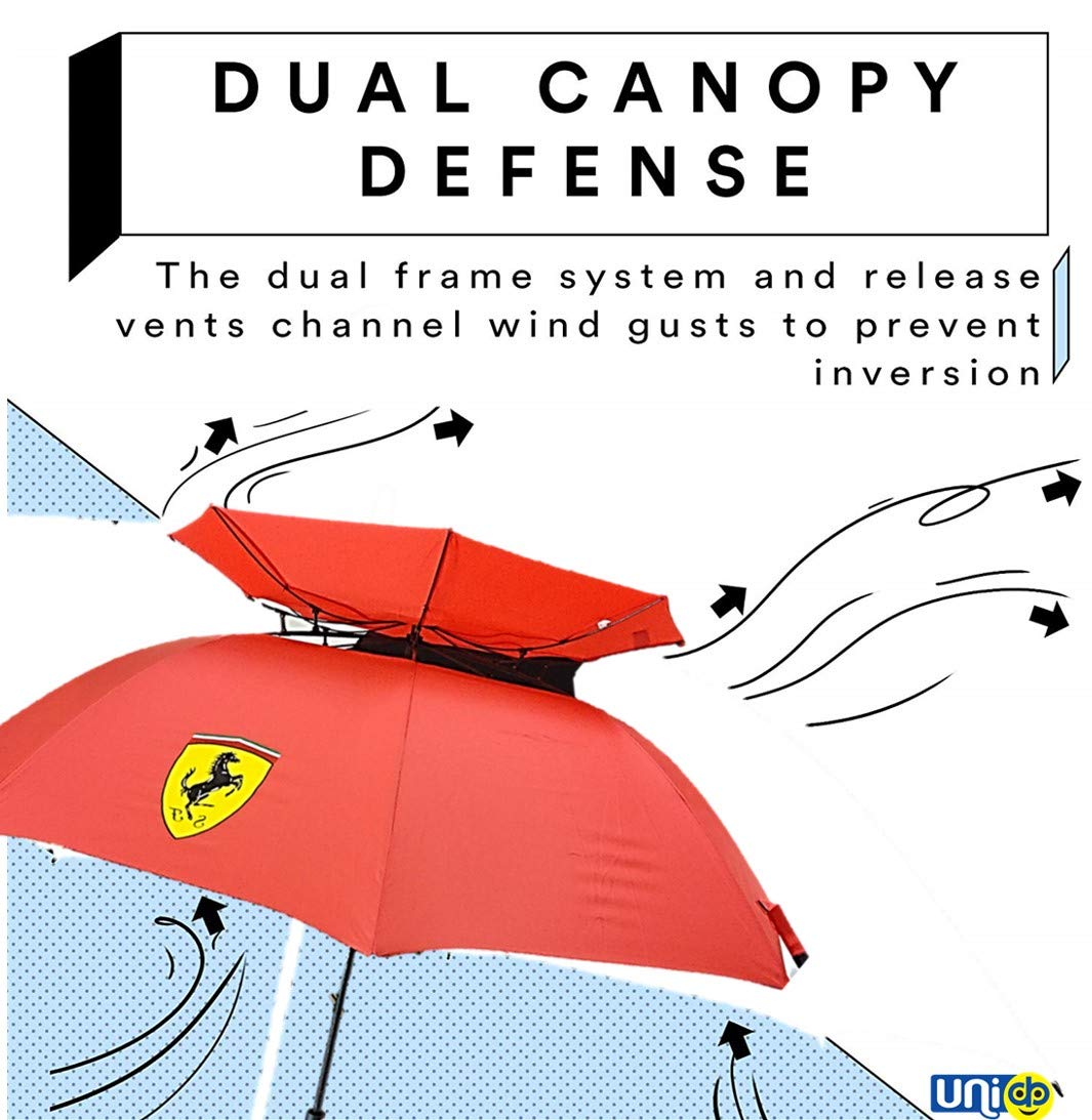 sonilex Selling Uniqness UNIq Ferrai Golf Umbrella 60 Inch Double Canopy Vented Large Oversize Windproof Waterproof Automatic Open Stick Umbrellas 2