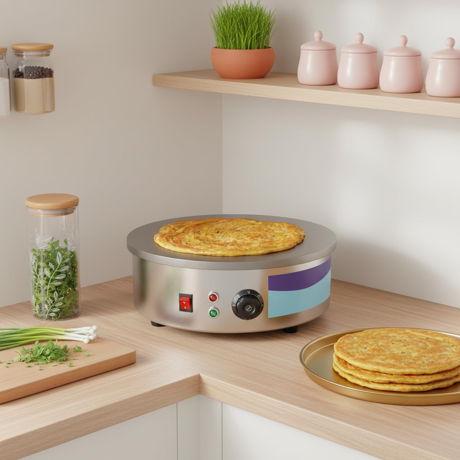 Máquina para crepes de 3000 W, máquina para hacer crepes y hacer crepes, incluye raspador