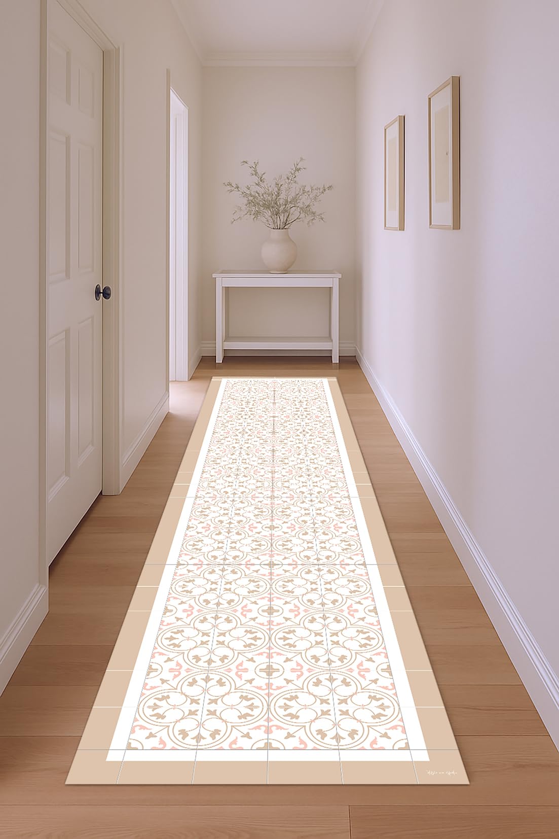 DobleUve Estudio Vinyl Teppich Hydraulik Capri | Beige | 80x200 cm | Waschbarer Rutschfester Küchenläufer | Kinder | Vinylboden | Vinylteppich für Wohnzimmer