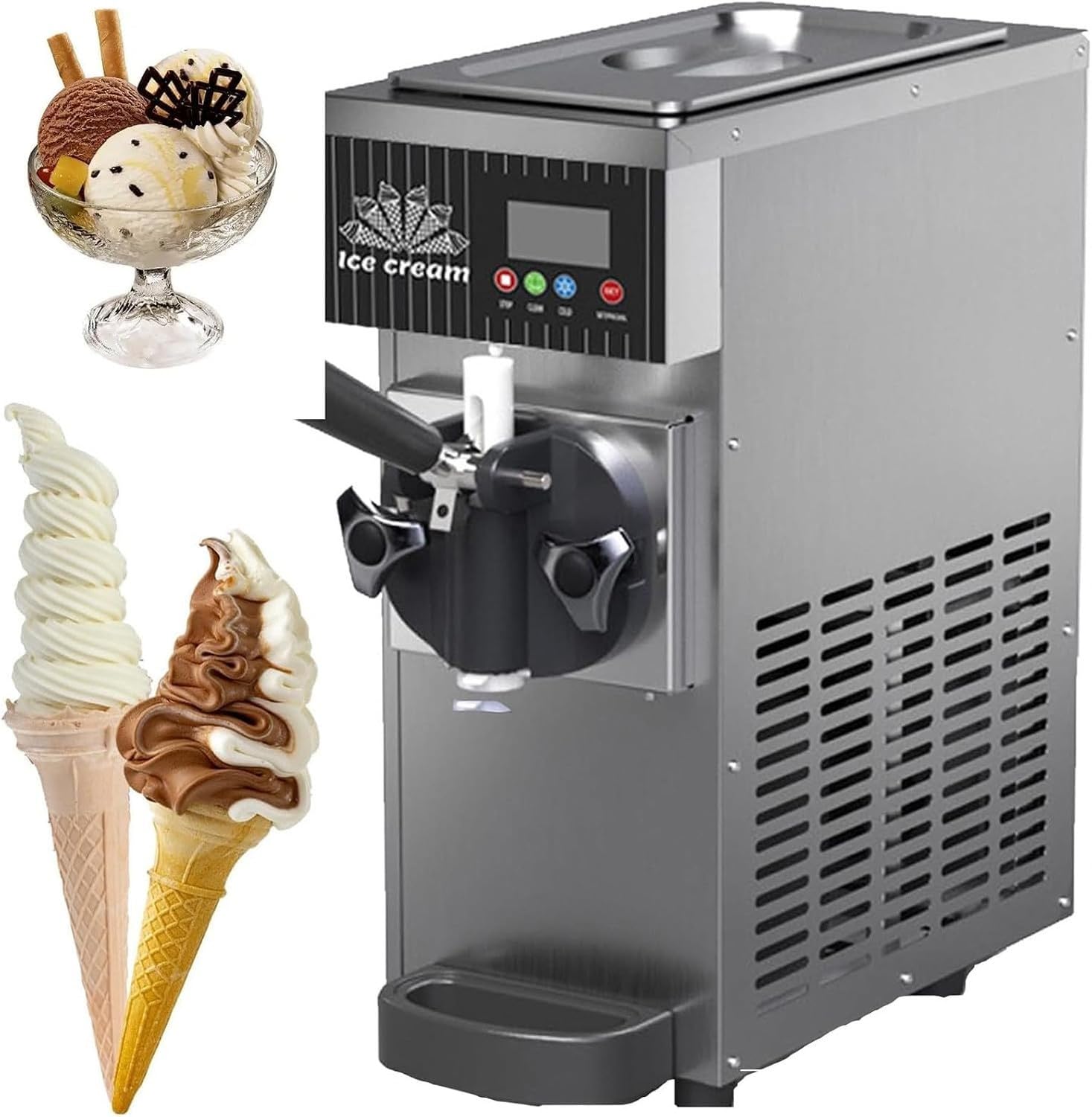 à glace professionnelle et domestique avec écran LCD, format, Gris