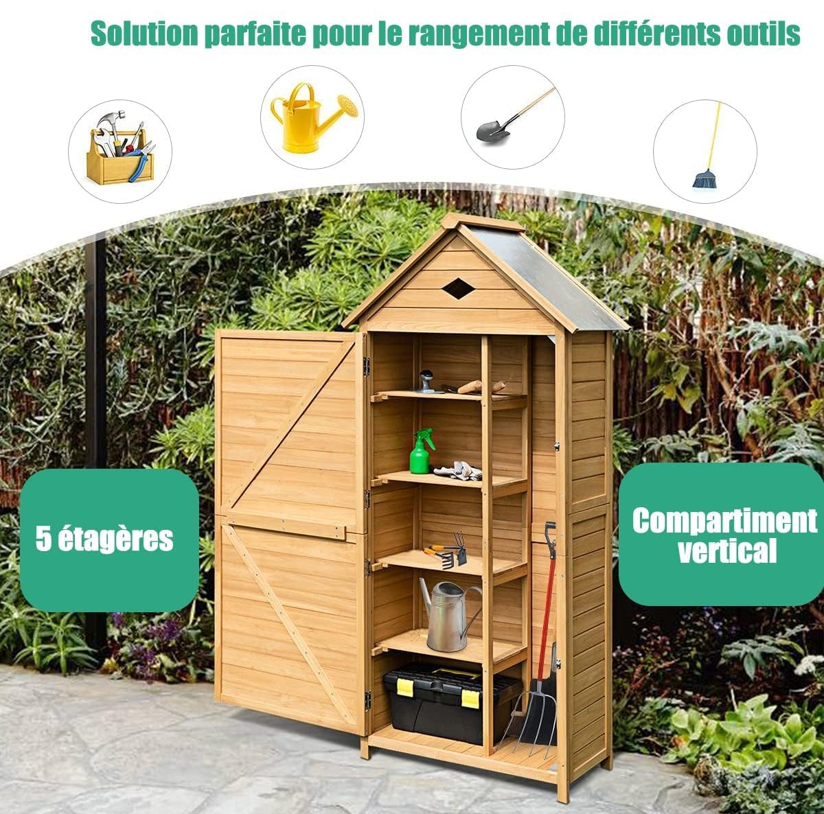 RELAX4LIFE Gartenhaus aus Tannenholz mit verschließbarer Tür