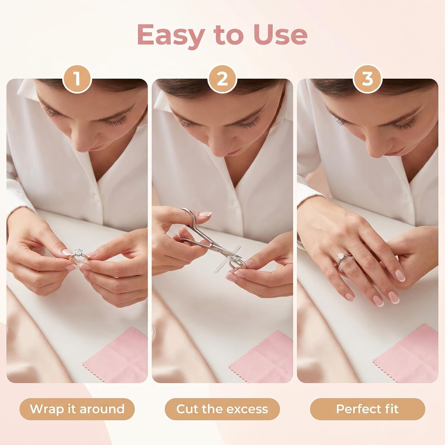 Liebelingtiamo Invisible Clear Ring Size Adjuster, Soft Ring Sizer Fit Reducer, Comfortable Ring Tightener for Loose Rings, Universal for Women and Men