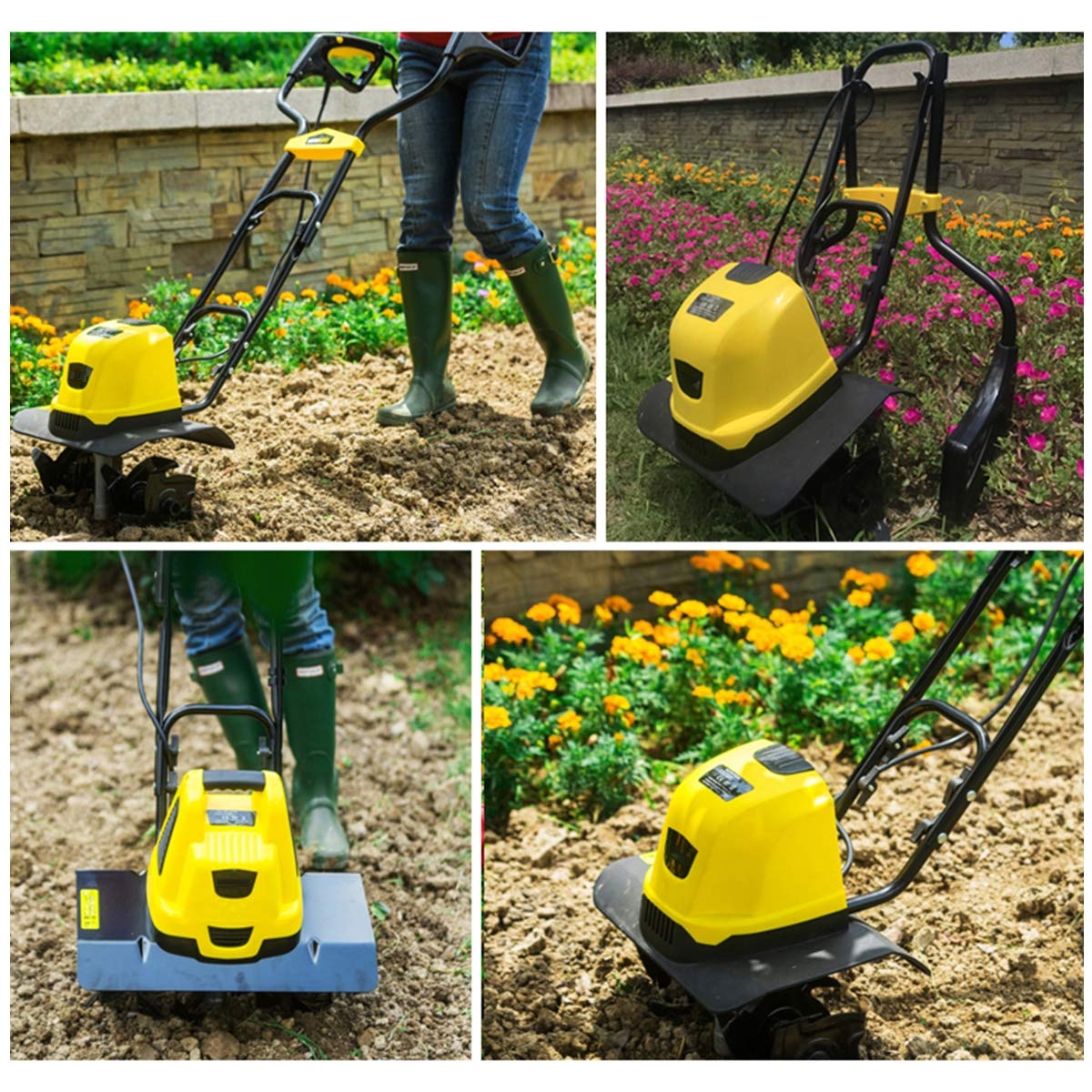 Motoculteur de Jardin, motoculteur électrique 2400 W, motoculteur Pliable dans Le Sens du Sol, Profondeur de Travail 8,7 Pouces, Largeur de Travail 18,9 Pouces, cultivateur de trav