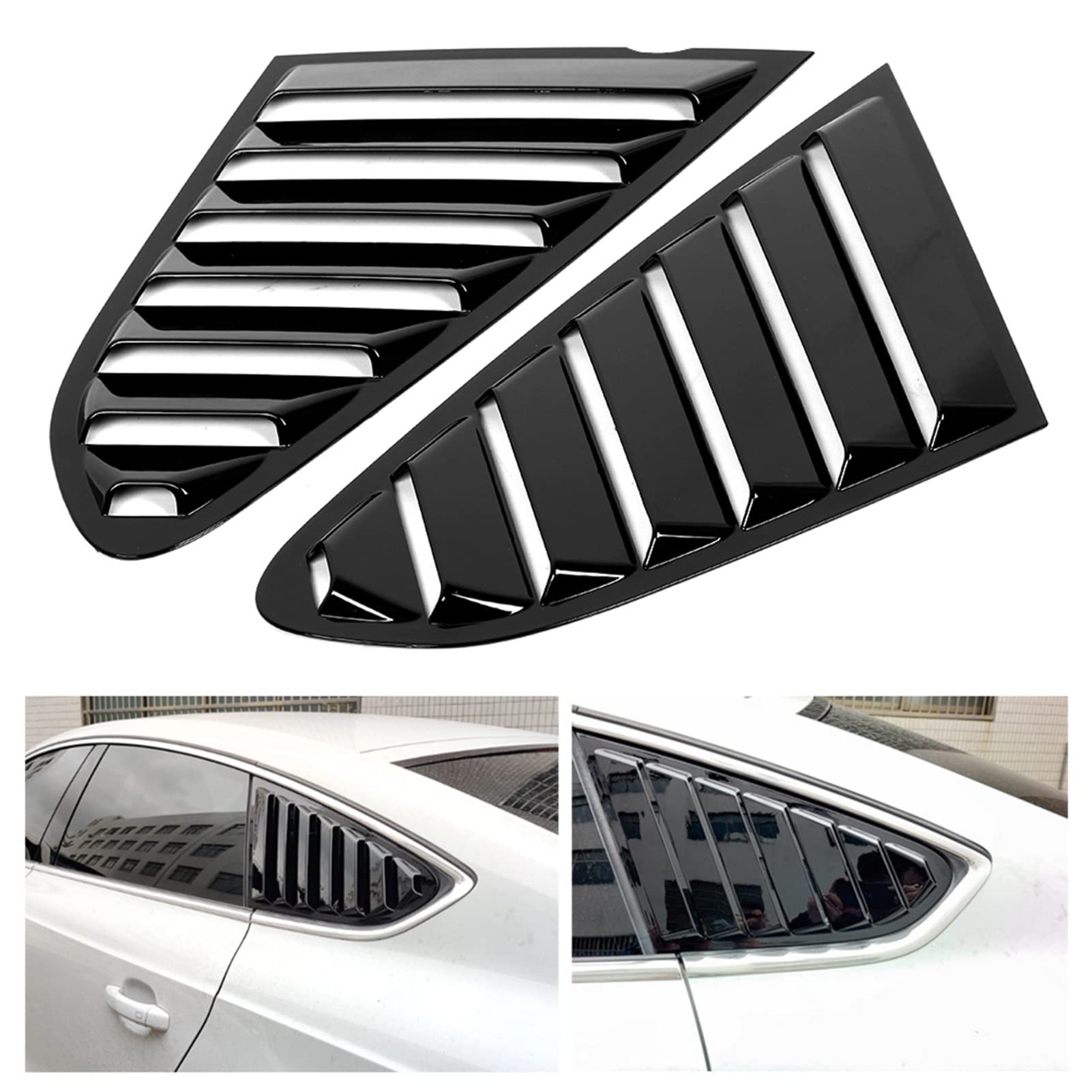 Finitura copertura finestrino laterale compatibile con 2008-2016, sostituzione ventilazione decorativa esterna stile feritoia in ABS nero brillante, set modanatura carrozzeria