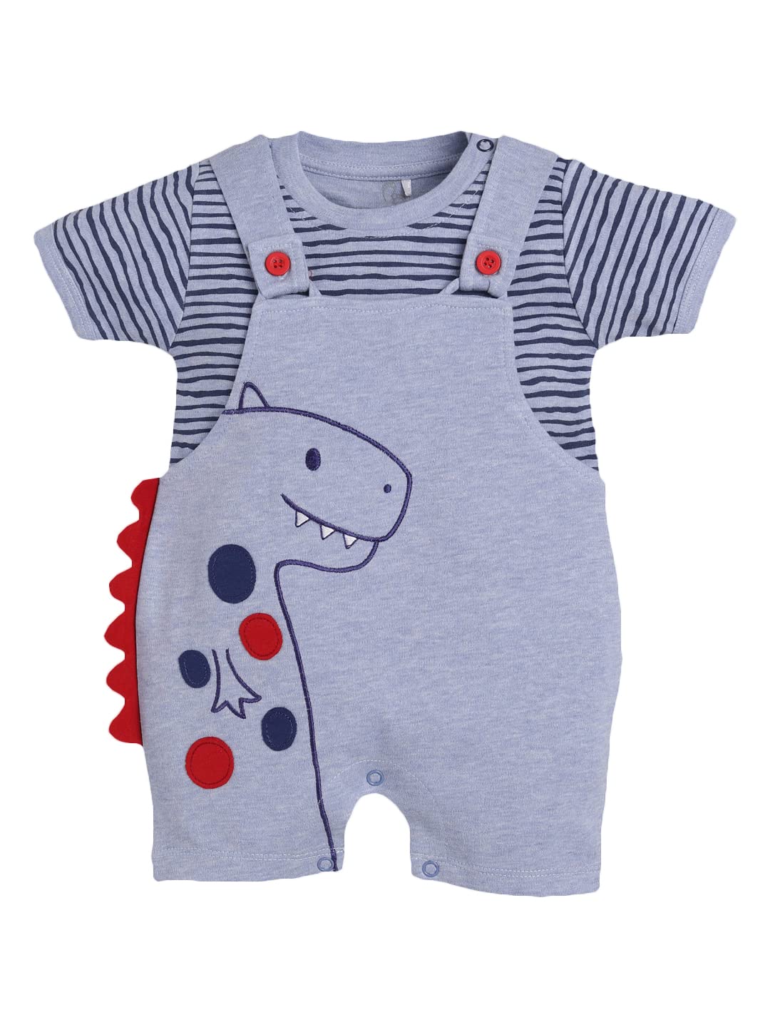 BABY GO - Mameluco de manga corta de algodón estilo Dungaree para bebés y niños | Bonito mono a rayas con botones a presión | Body de verano para recién nacido