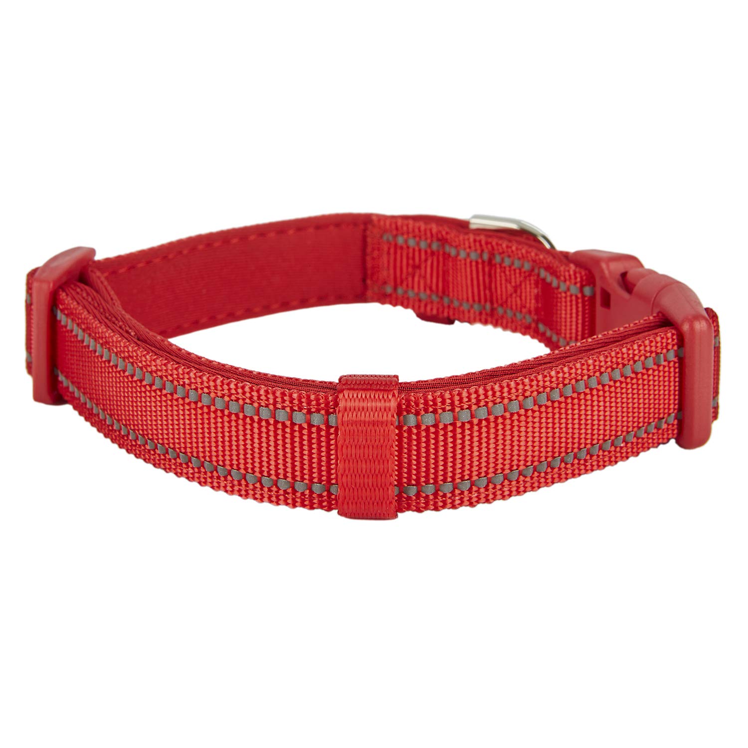 YUDOTE Collare per cani Piccolo e resistente tessuto in nylon riflettente con fodera imbottita in neoprene morbido e confortevole per cani di piccola taglia Uso quotidiano,Rosso