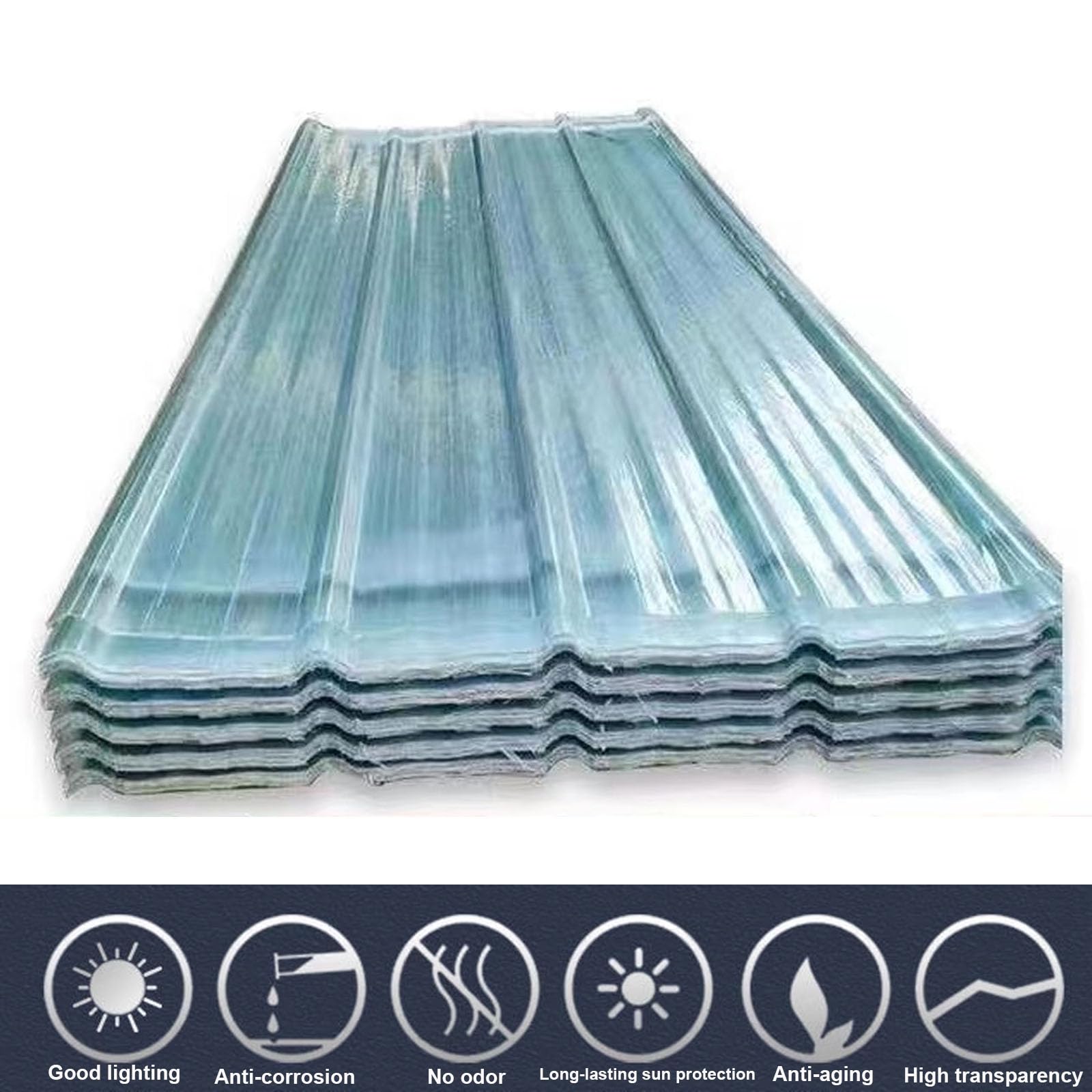 Lamiere Ondulate Antipioggia in FRP,Pannelli Per Tetto Trasparente Da 2mm,Vetroresina Ondulata,Pannelli Da Tetto Autopulente Silenziosa,Tegola Tettoia Per Serre (0.9×1.5m/35×59in,1pcs)
