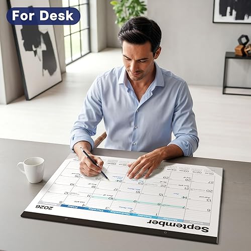 Miniatura 9 de Dunwell Calendario de escritorio 2026 de 22 x 17 pulgadas (azul), 22 x 17 pulgadas, calendario mensual grande de escritorio o colgante de pared,