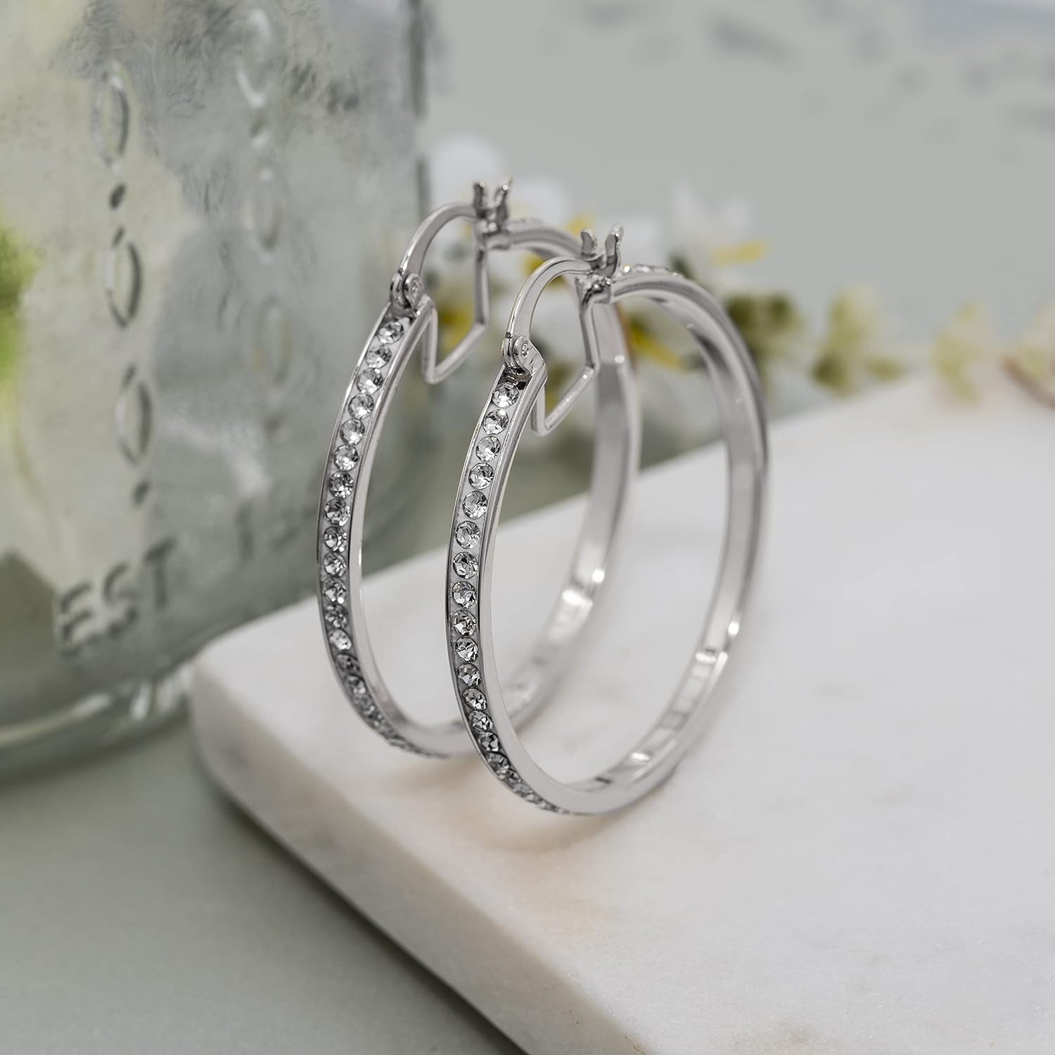 Devin Rose 20mm - 40mm Hoop Earrings for Women made with Faceted Crystals - Image 3