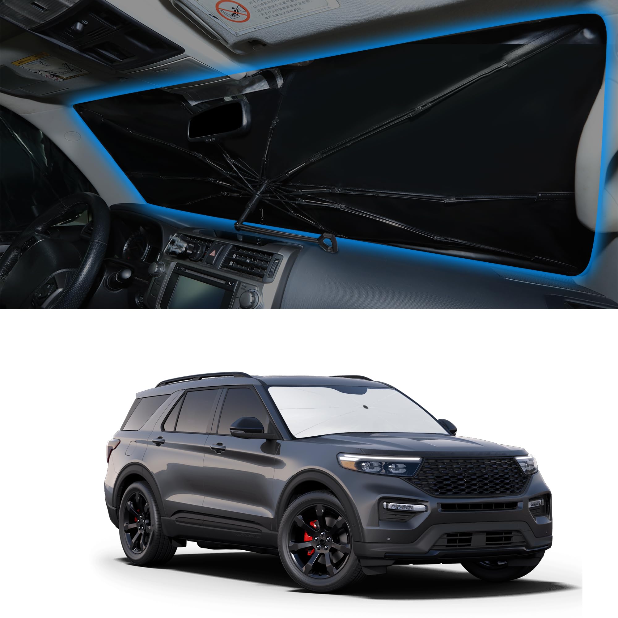 Windshield Sun Shade Umbrella for 2020-2026 Ford Explorer SUV