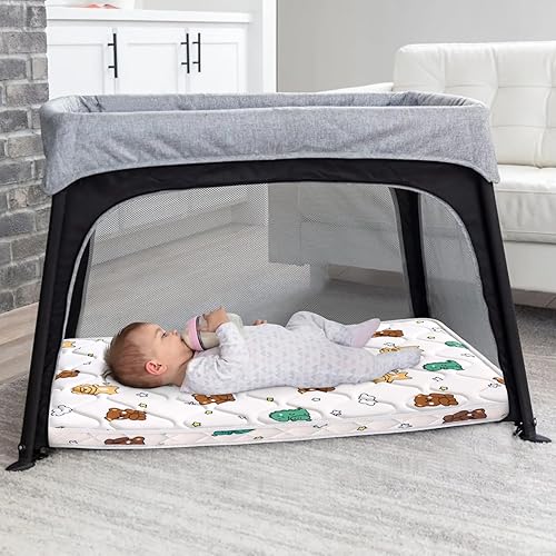 Miniatura 7 de Pack and Play - Cubrecolchón para parque de juegos portátil (38 x 26 x 1.5 pulgadas), cubrecolchón de espuma prémium Pack N Play, colchón de corral