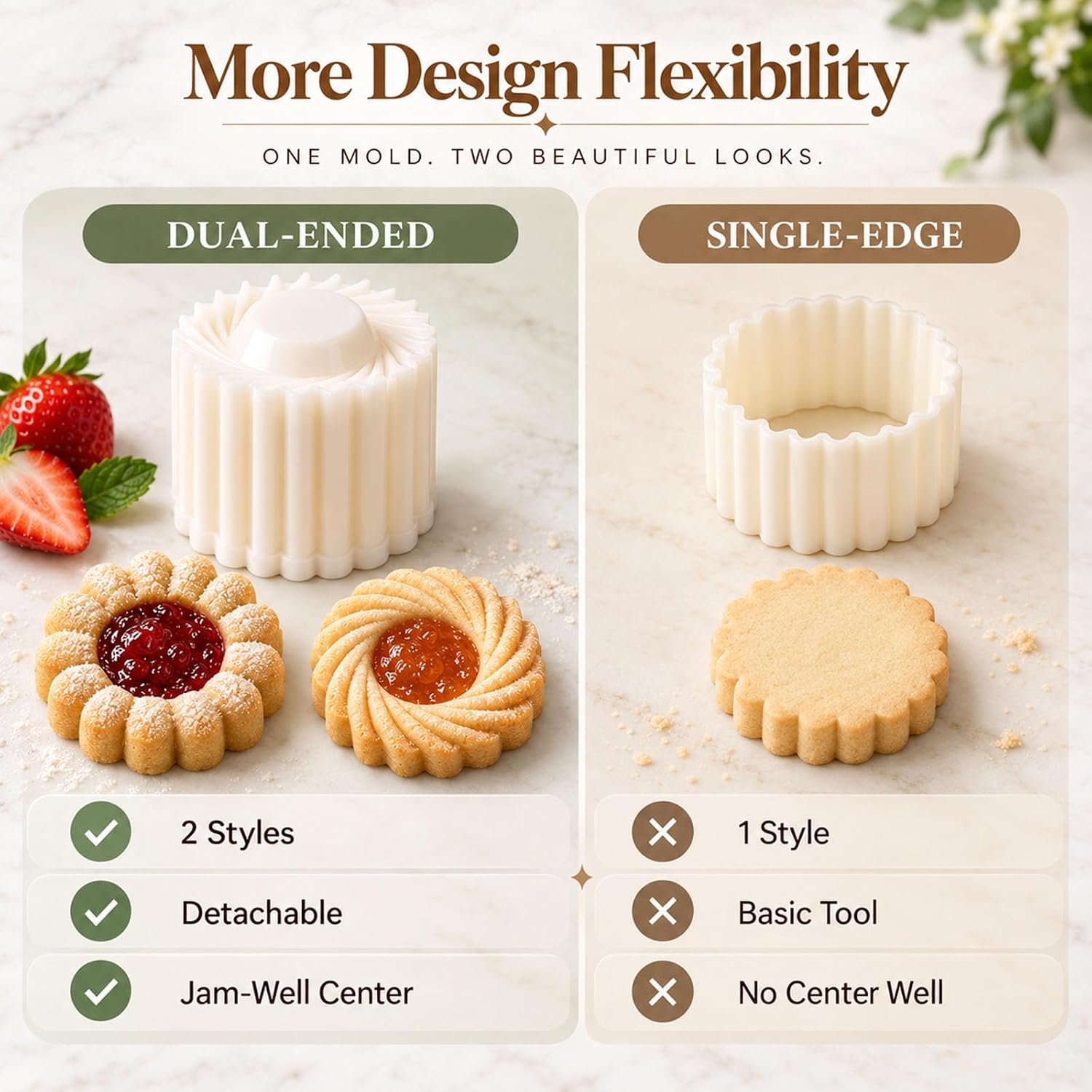 Sunflower Patterned Round Hand-Press Mooncake Double Ended Pastry Mold