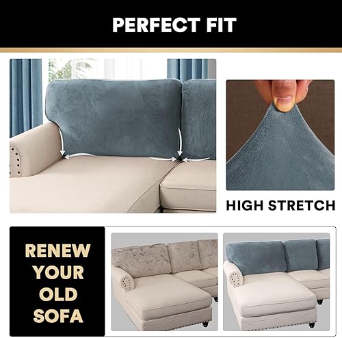 Vista 20 de PrinceDeco Fundas para sofá modular, 4 piezas, fundas de sofá para sofá seccional, fundas de terciopelo separadas para sofá seccional, en forma de L