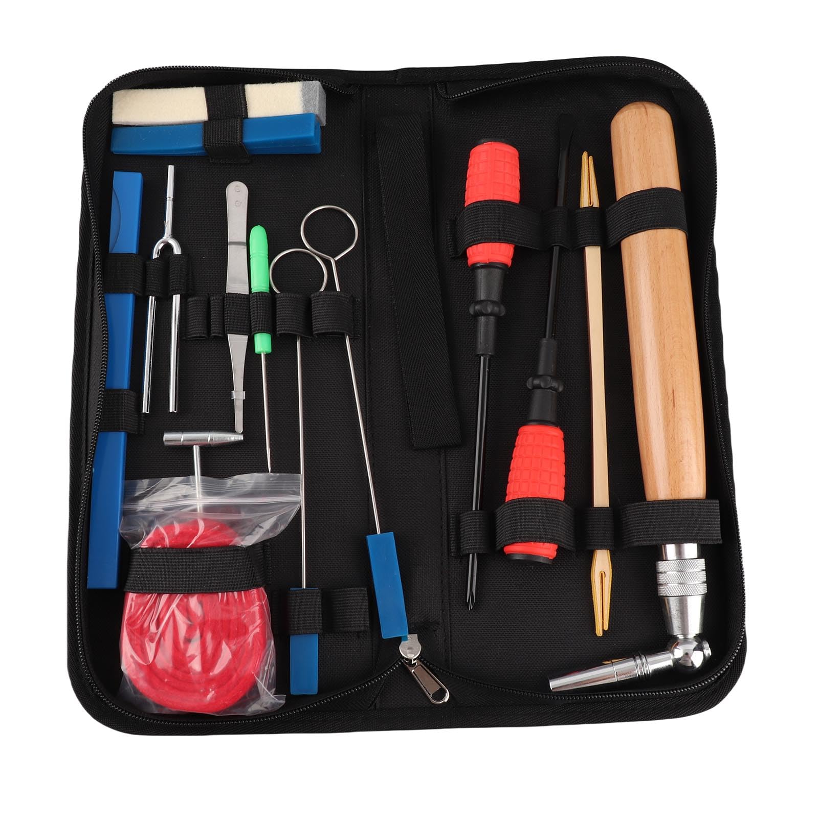 Kit de Afinación de Piano Profesional, Juego Herramientas Afinación, Bolsa Terciopelo, Madera para Afinar Pianos Cola Verticales, 16 Uds.