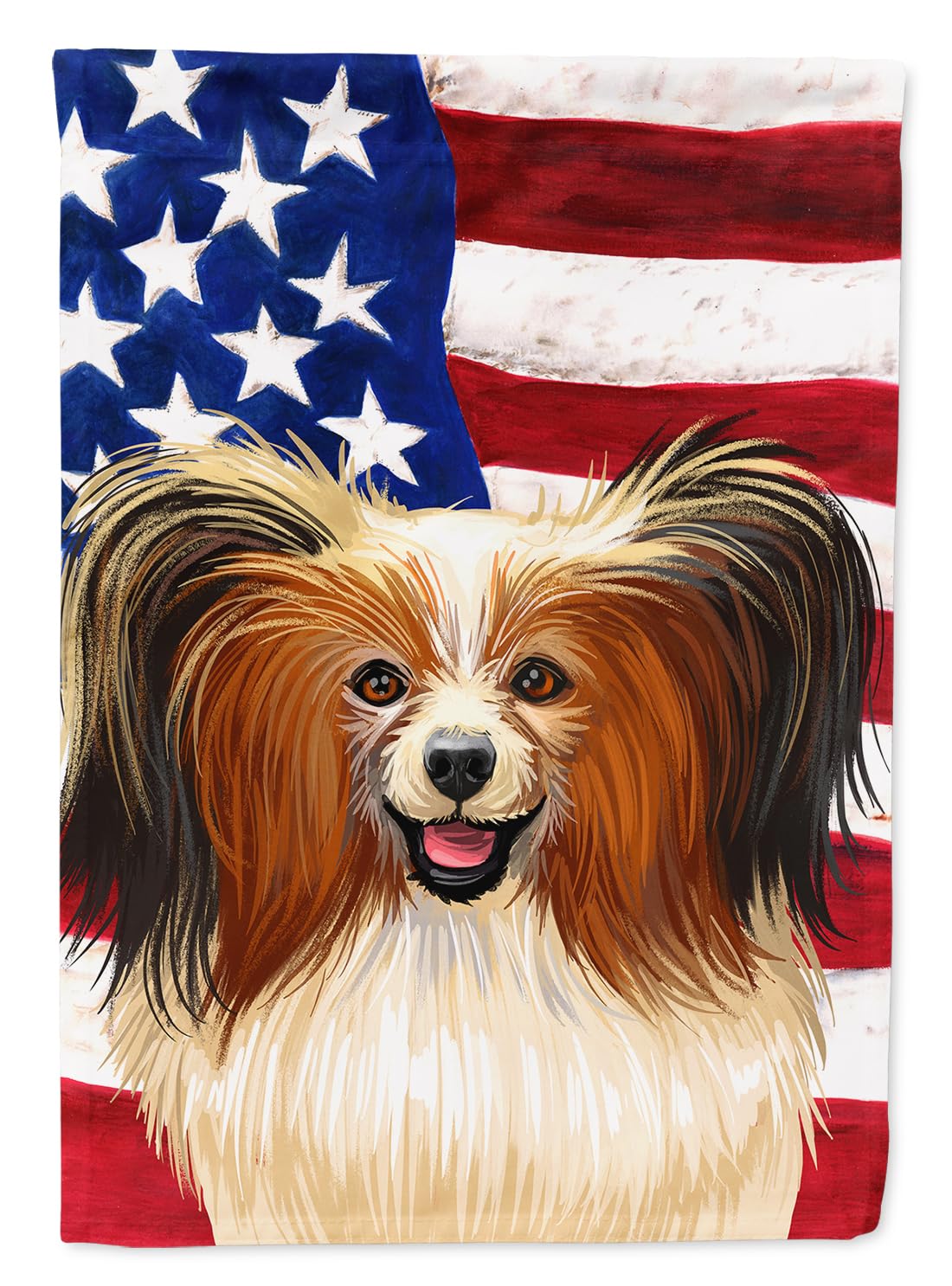 Drapeau de maison Phalene Dog American Flag grand format en canevas d'art multicolore