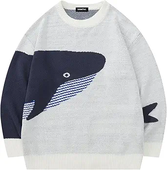 Vamtac Mens Oversized Sweater Vintage Graphic Pullover Crewneck Knit Jumper Y2K Unisex Streetwear 2025 Fall Tops