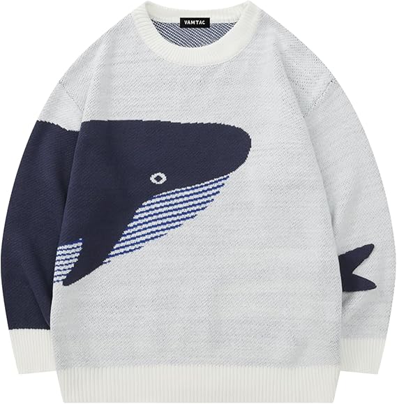Vamtac Mens Oversized Sweater Vintage Graphic Pullover Crewneck Knit Jumper Y2K Unisex Streetwear 2025 Fall Tops