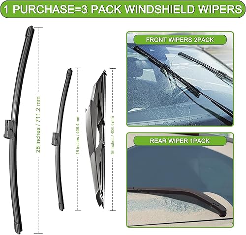 Miniatura 3 de PARRATI Limpiaparabrisas automotriz de alto rendimiento para todas las estaciones con limpiaparabrisas trasero de repuesto para Toyota Prius