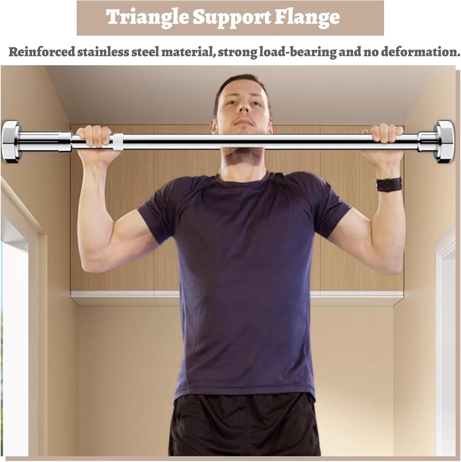 Adjustable Retractable Rod for Curtains & Hanging Clothes, Wardrobe Bracket Metal Rod Holders No Drill, Heavy Duty Extension Pole for Closet(White,130-230cm(51"- 90"))