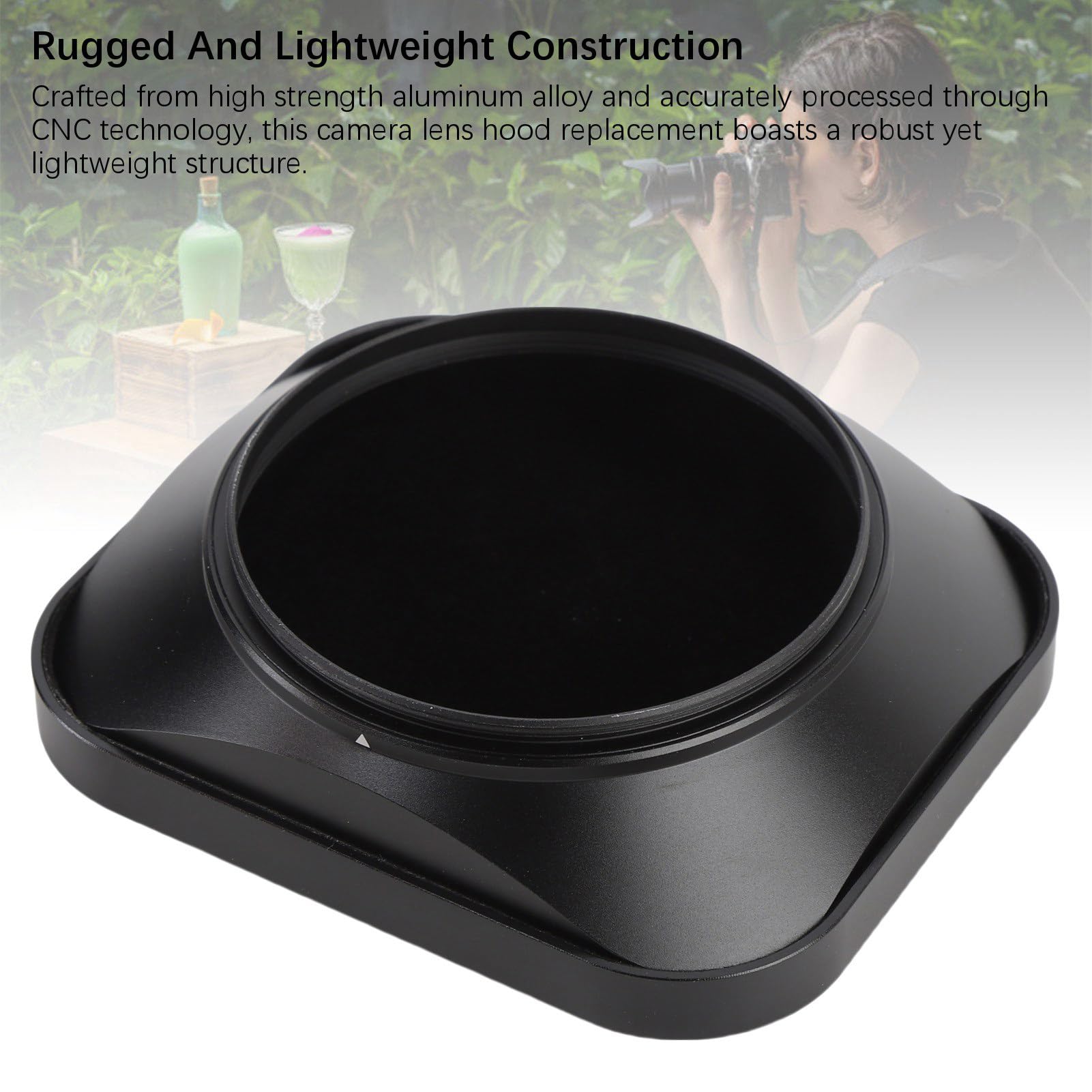 Paraluce Professionale Quadrato per Fotocamera, Lavorazione CNC in Lega di Alluminio Ad Alta Resistenza, Blocca la Luce Diffusa e Riduce il Riflesso per Fotocamere Mirrorless DSLR, Lente (58MM)