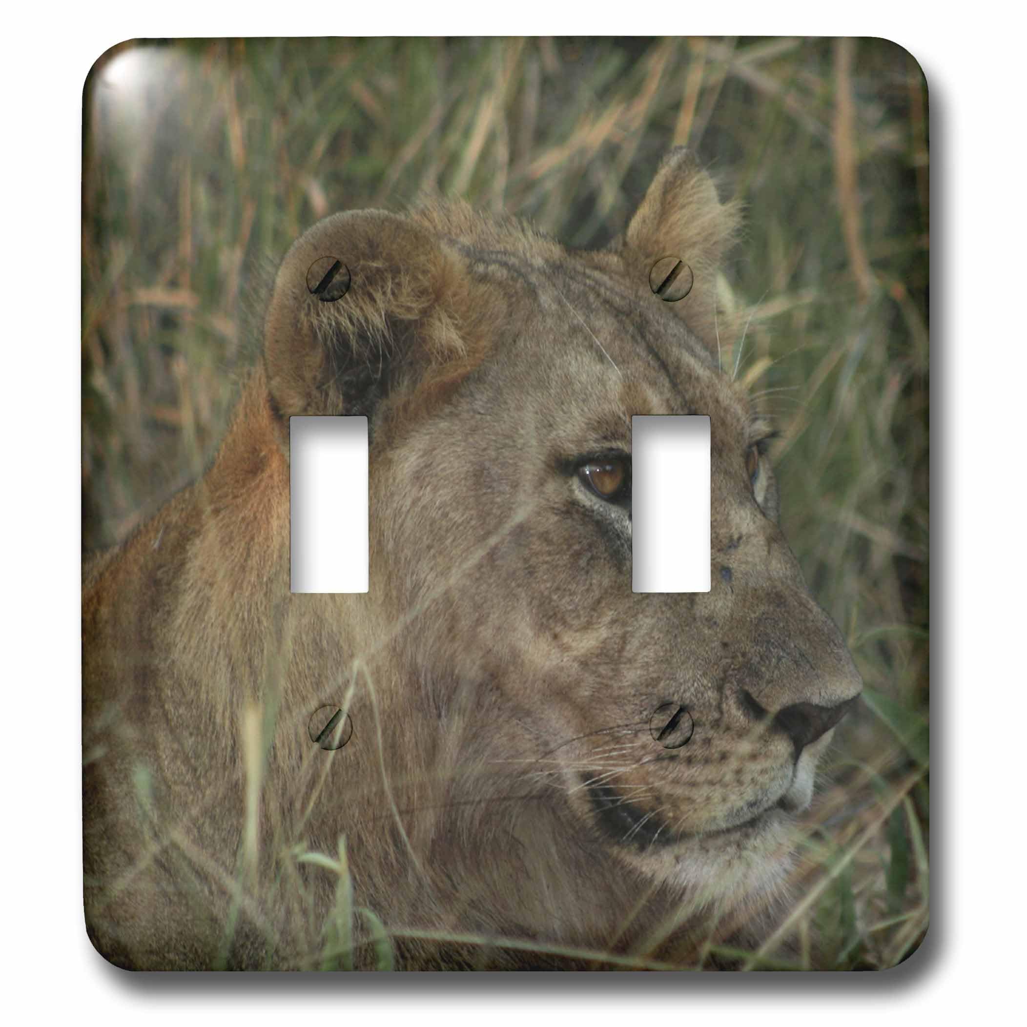 Interrupteur double de type bascule motif femelle lion decoration murale nature