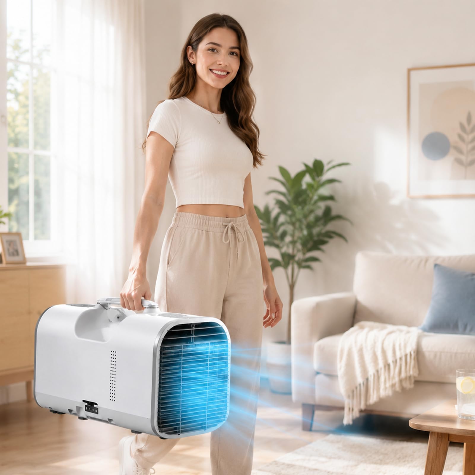 JianboBoxve Portable Air Conditioner 4400/5100 BTU, Mini Camping AC Unit with Remote Control, 4-in-1 Cooling Fan Dehumidifier Sleep Mode, Auto-Evaporation, for Tent, RV, Caravan and Small Spaces